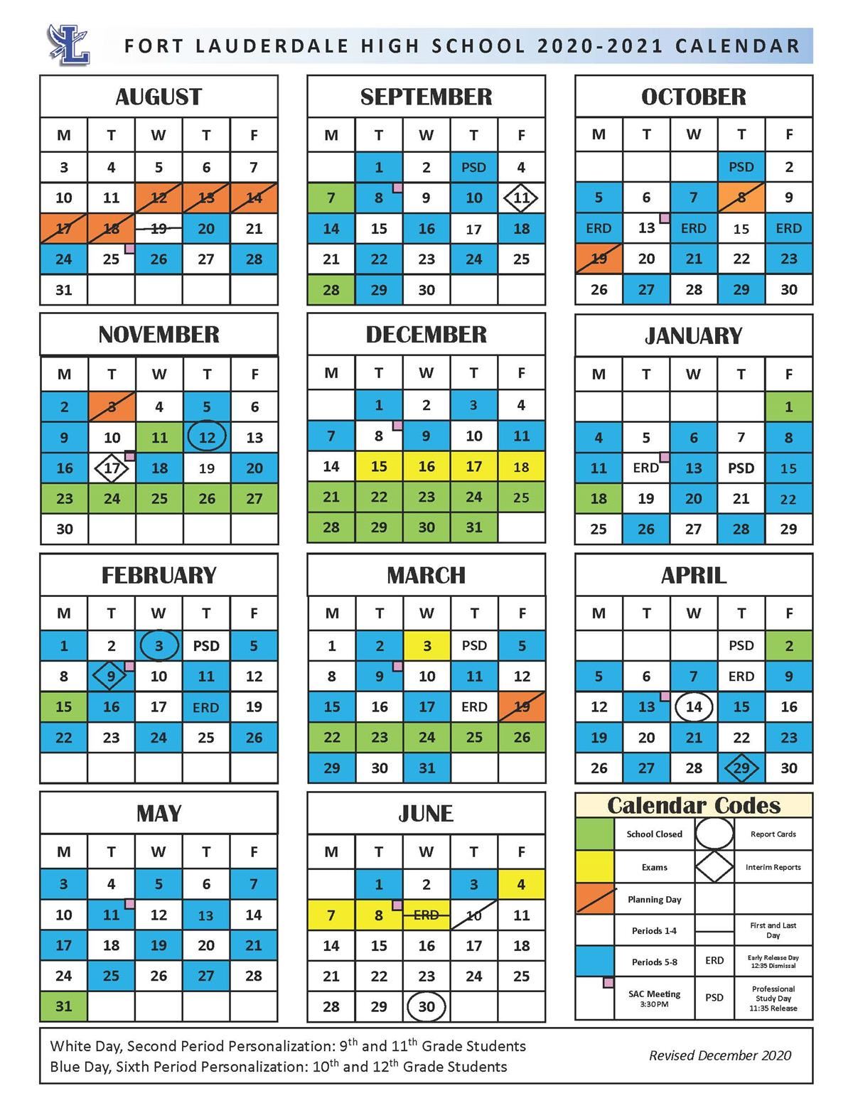 Fort Lauderdale High / Calendar